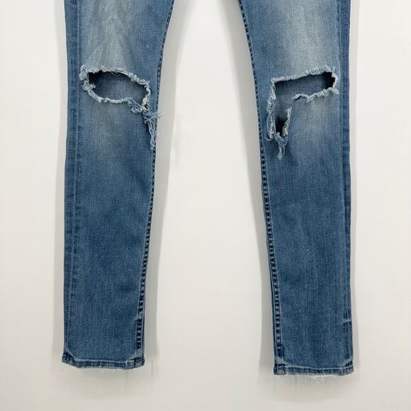 MOTHER The Muse Skinny Jeans Mid-Rise Destroyed Distressed Raw Hem in Wild Thing - Picture 6 of 14